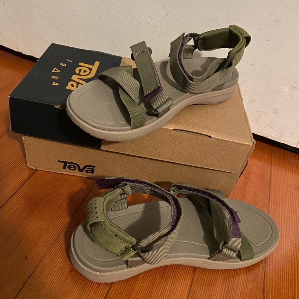 Green tevas; womens size 8, mens size 5.5